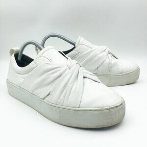 REBECCA MINKOFF Nicole Knot Platform White Leather Slip On Sneakers Womens 9.5